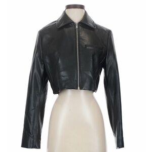 Zara Cropped Faux Leather Zip Jacket